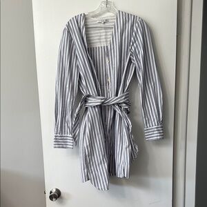 Tibi Blue and White Striped Dress